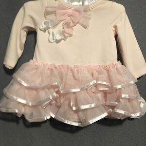 Newborn Pink and White Ruffle Dress